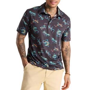 CHUBBIES Men's Black Short-Sleeve Polo All Over Lizards Sz XL